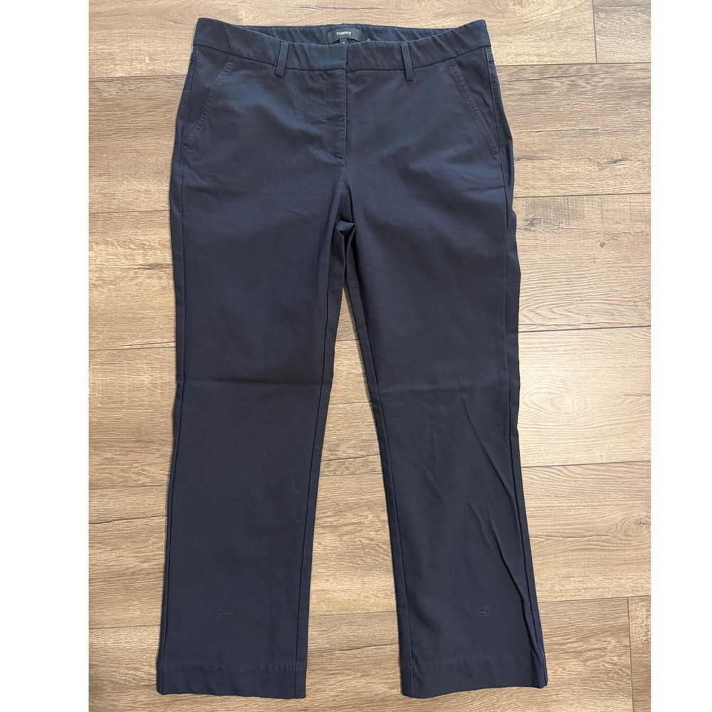 Theory Navy Blue Flat Front Straight Leg Dress Pants Size 10